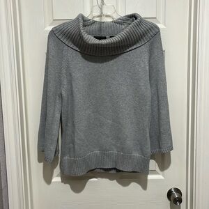 JEANNE PIERRE Cowl Neck Sweater ~Size XL ~Gray ~3/4 Length Sleeve ~Cotton